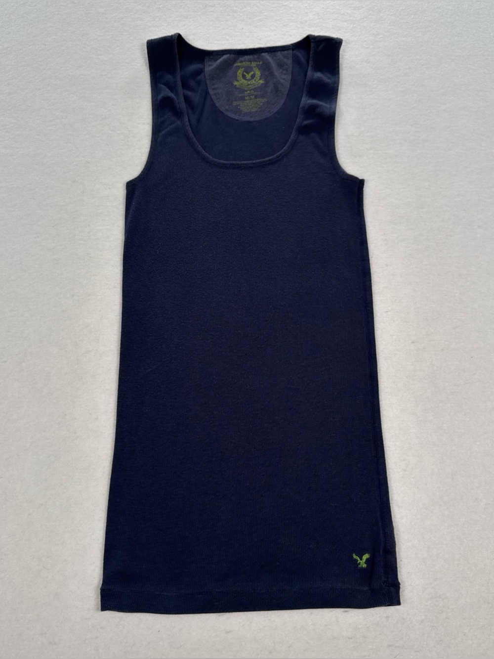 VTG Y2K American Eagle Womens Long Fitted Stretch Tank Top Size Medium Blue
